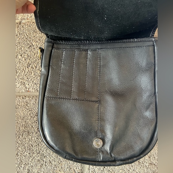 HOBO International Black Leather Saddle Bag Crossbody Purse Bronze Hardware - Picture 3 of 6